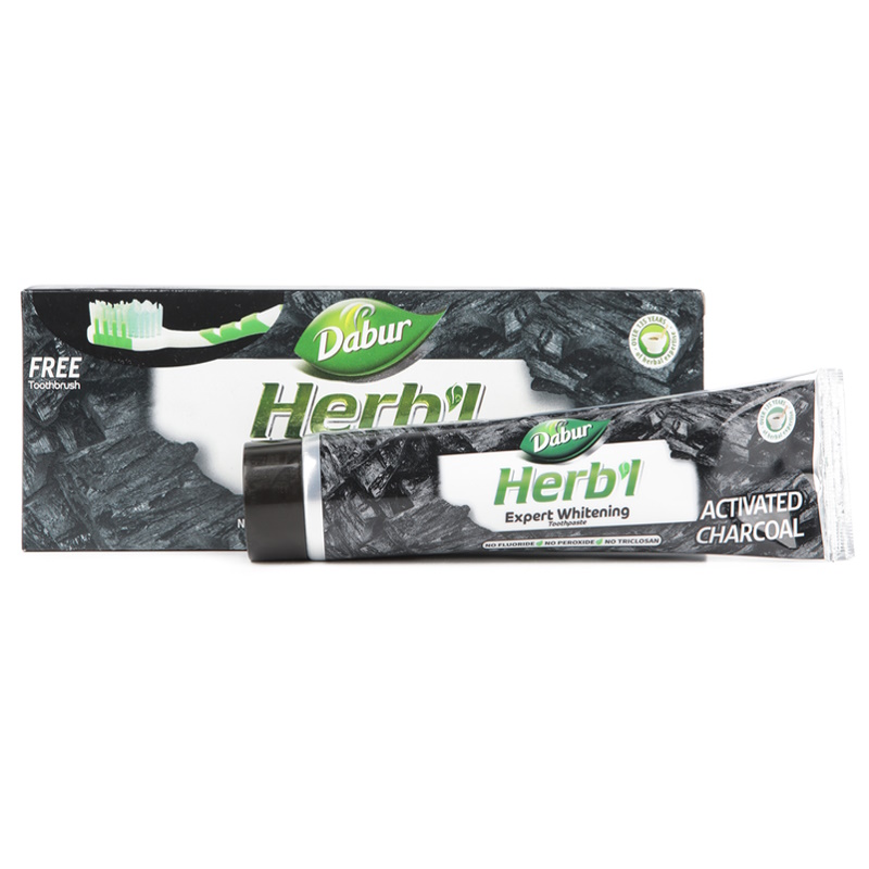 Herb’l Комплект: Зубная паста Activated Charcoal, с углём 150 г + зубная щётка